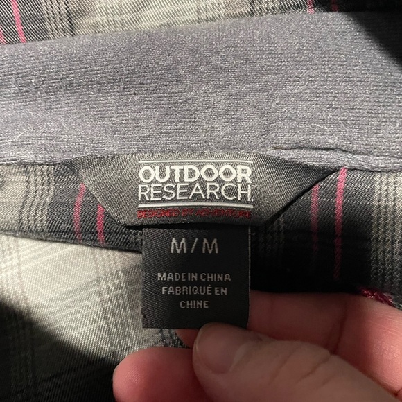 Outdoor research plaid long jacket hooded coat size medium gray pink - Picture 3 of 6